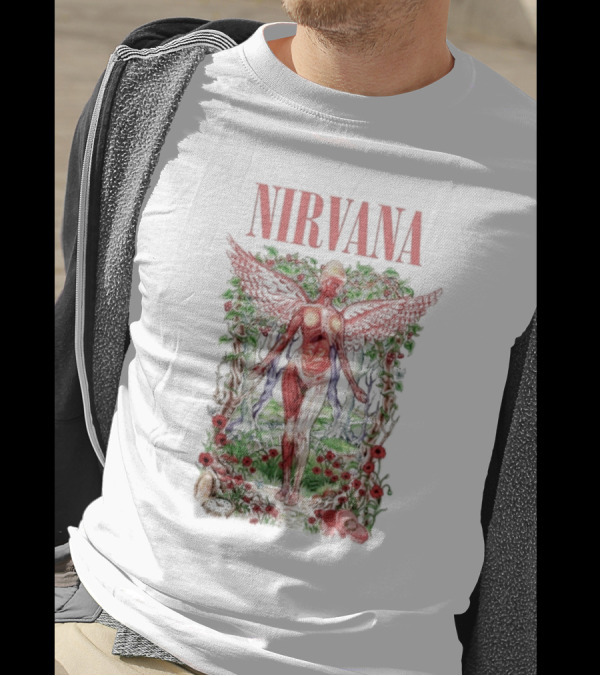Nirvana In Utero Angel With Red Wings Amidst Wilderness T-Shirt