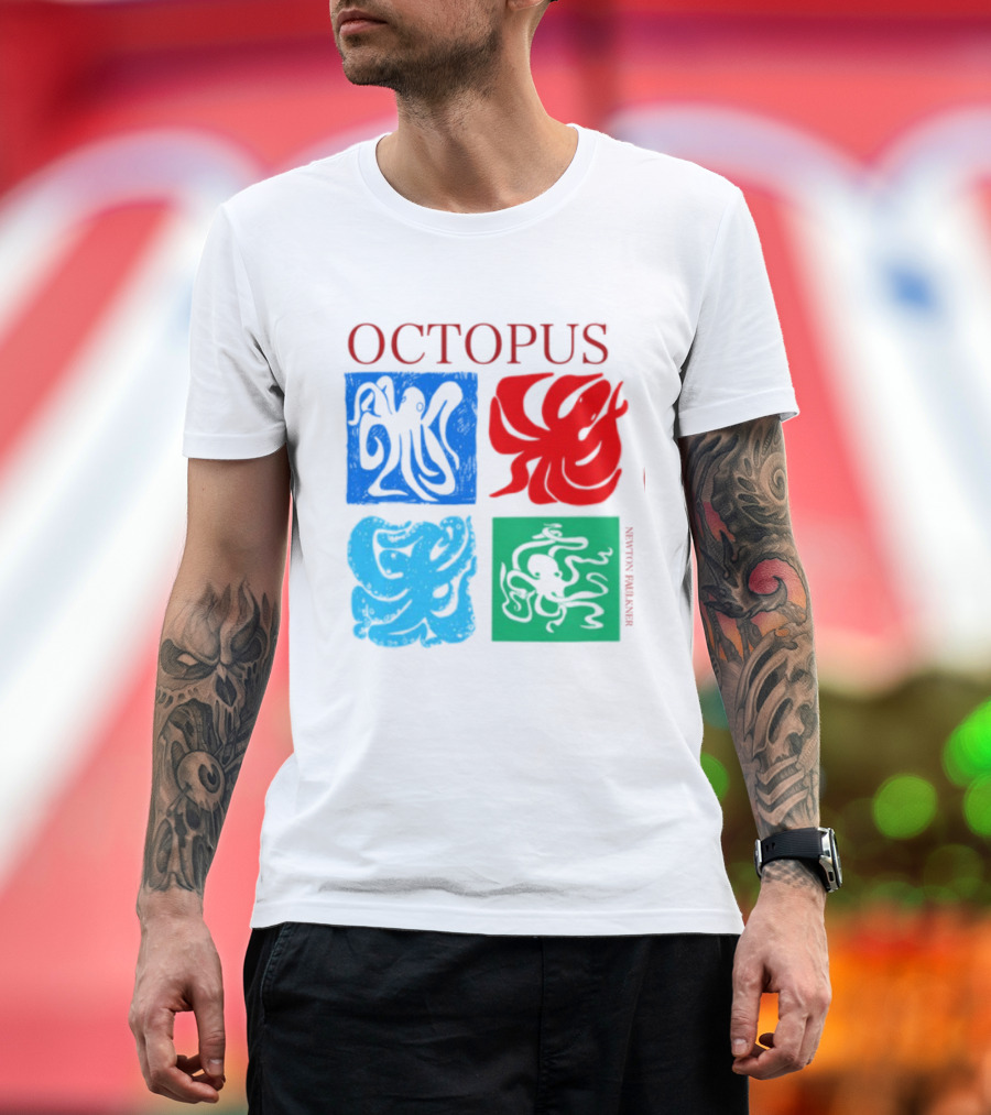 Octopus NewtonFaulkner Four Colored Abstract Squares T-Shirt