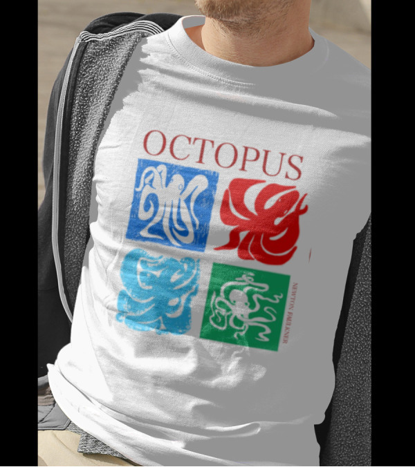 Octopus NewtonFaulkner Four Colored Abstract Squares T-Shirt