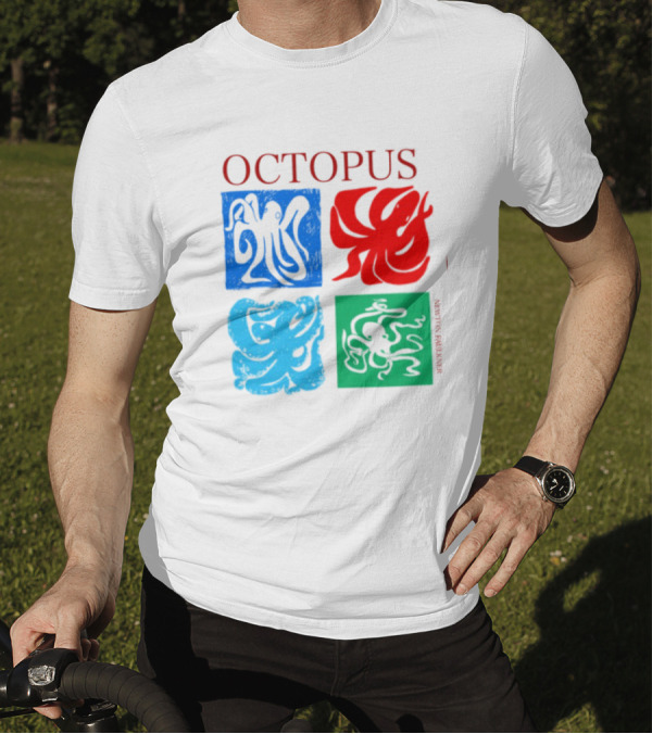 Octopus NewtonFaulkner Four Colored Abstract Squares T-Shirt