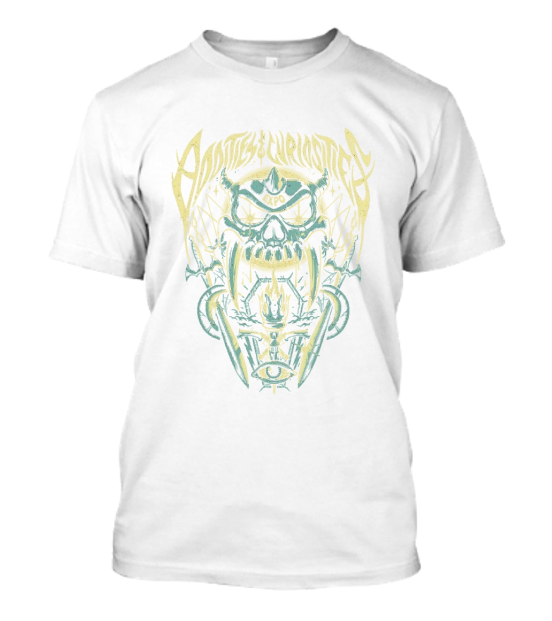 Oddities Curiosities Expo Skull Eye Swords T-Shirt