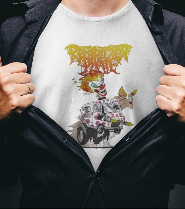 Restrictor Plate Twisted Metal Tour 2025 Flaming Clown Ice Cream Truck Explosion T-Shirt