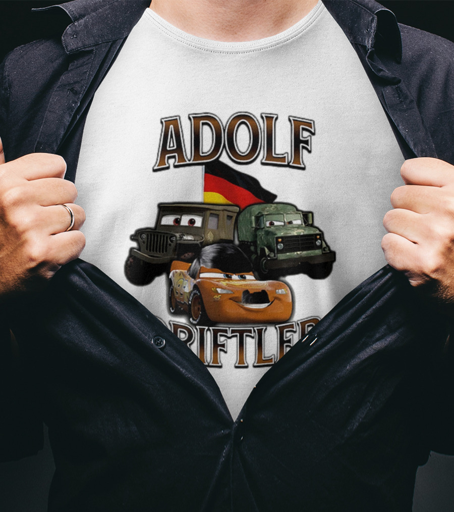 Pixar Cars Adolf Driftler Cartoon Parody T-Shirt