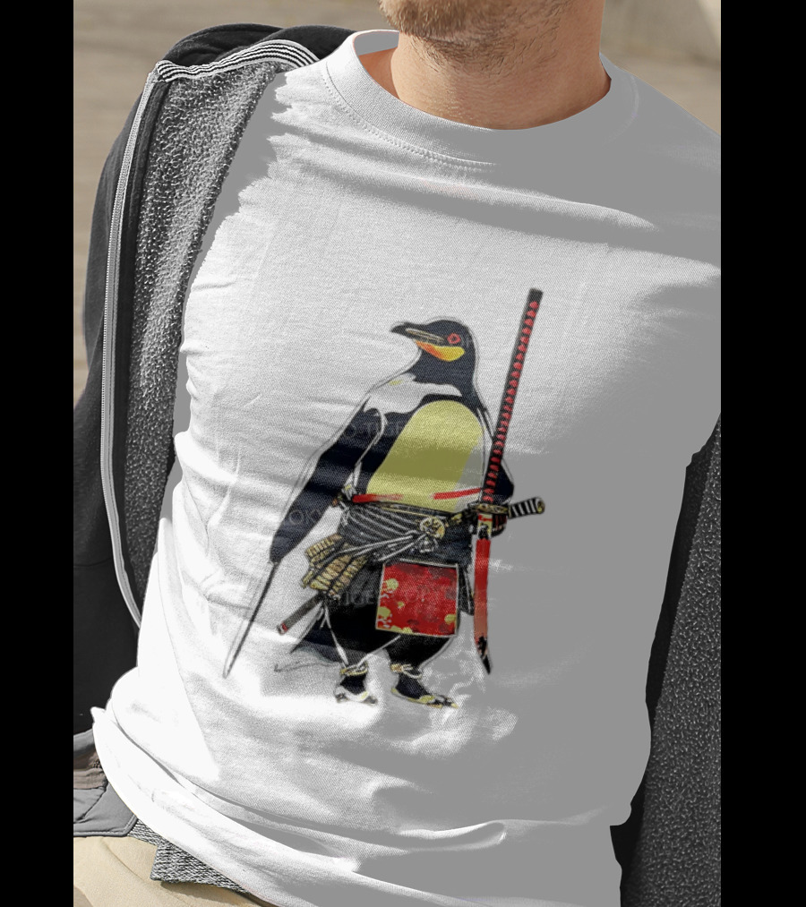 Samurai Penguin Katana Warrior With Traditional Armor T-Shirt