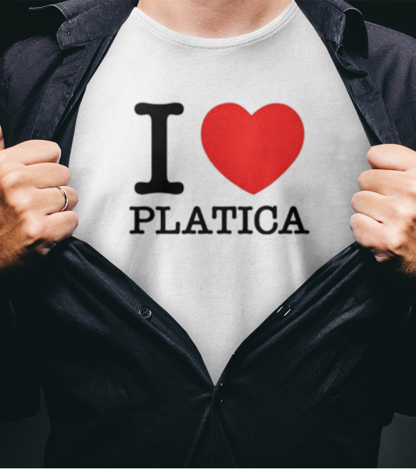 Sazonstudios I Heart Platica Bold Text Red Heart Design T-Shirt