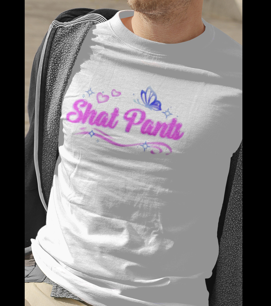 "Shat Pants Hearts And Butterfly Neon Graphic" T-Shirt