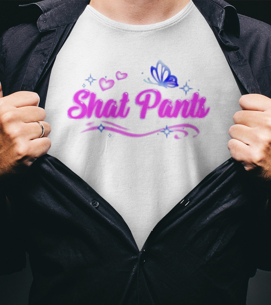 "Shat Pants Hearts And Butterfly Neon Graphic" T-Shirt