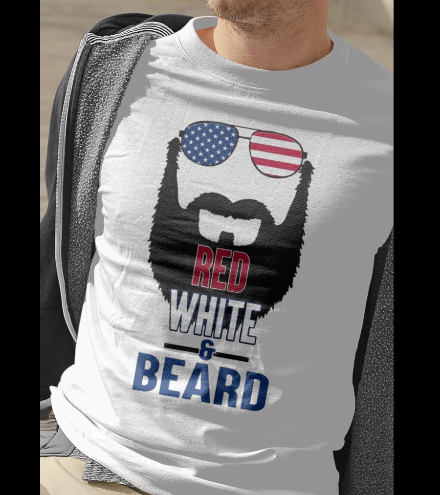 Red White & Beard American Flag Sunglasses Patriotic Beard Design T-Shirt