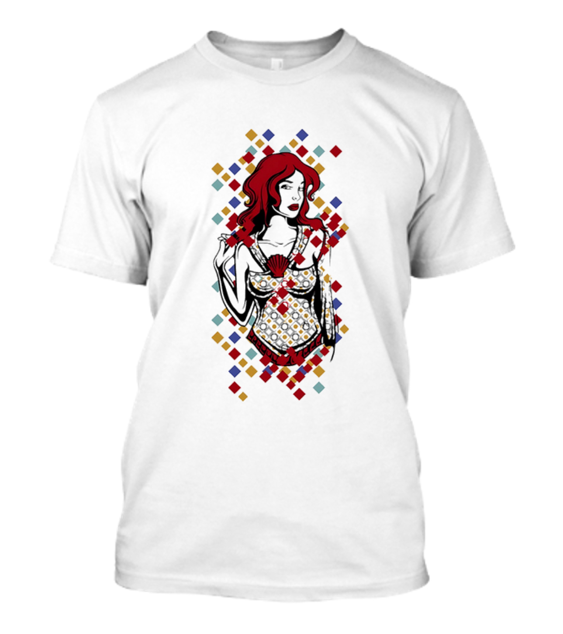 Redhead Warrior Sexy Girl Colorful Abstract Design T-Shirt