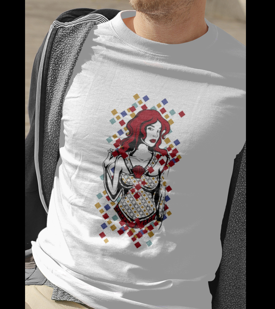 Redhead Warrior Sexy Girl Colorful Abstract Design T-Shirt