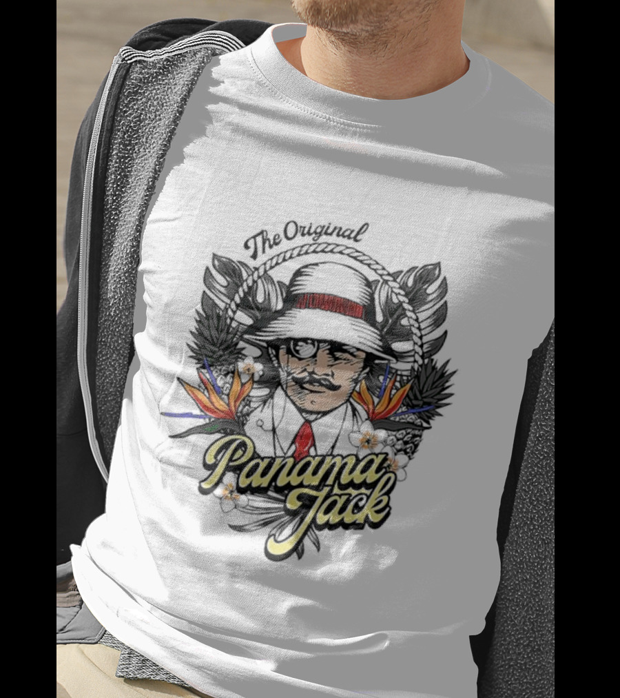 The Original Panama Jack Tropical Floral Mustache Hat T-Shirt