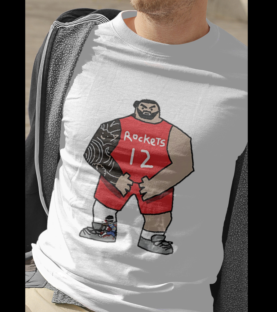 Houston Rockets Cartoon Figure No.12 Basketball Steven Adams T-Shirt