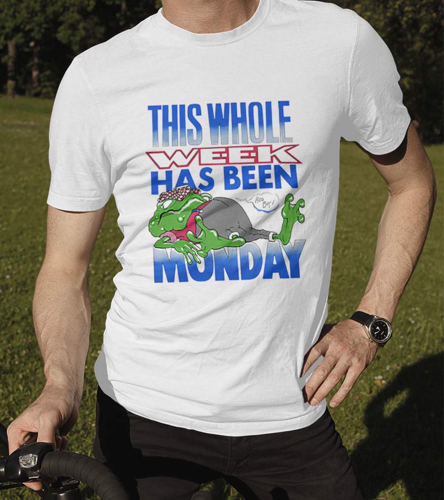 This Whole Week Has Been Monday Toad Cartoon Tired Frog T-Shirt