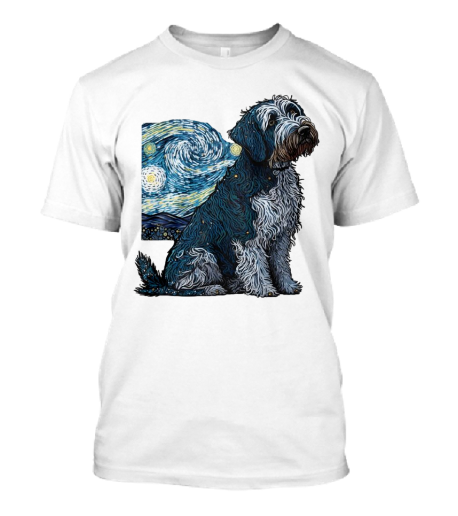 Van Gogh Starry Night Dog Painting Style T-Shirt