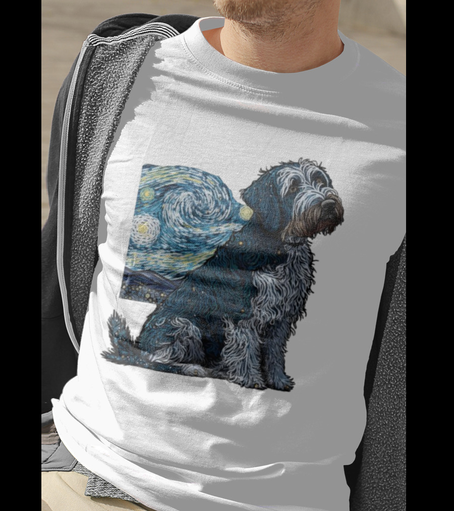 Van Gogh Starry Night Dog Painting Style T-Shirt