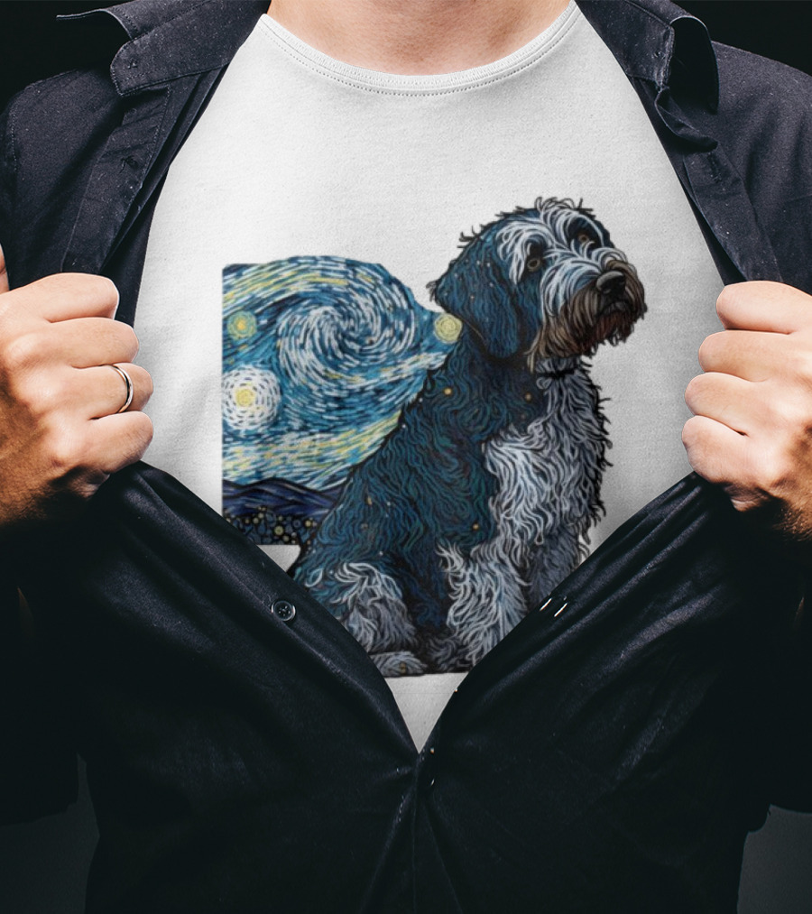 Van Gogh Starry Night Dog Painting Style T-Shirt