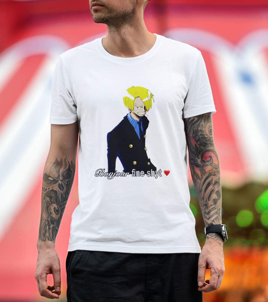 Vinsmoke Sanji Bonjour Fine Shyt Cartoon Character Heart Icon T-Shirt