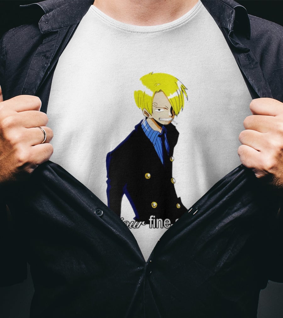 Vinsmoke Sanji Bonjour Fine Shyt Cartoon Character Heart Icon T-Shirt