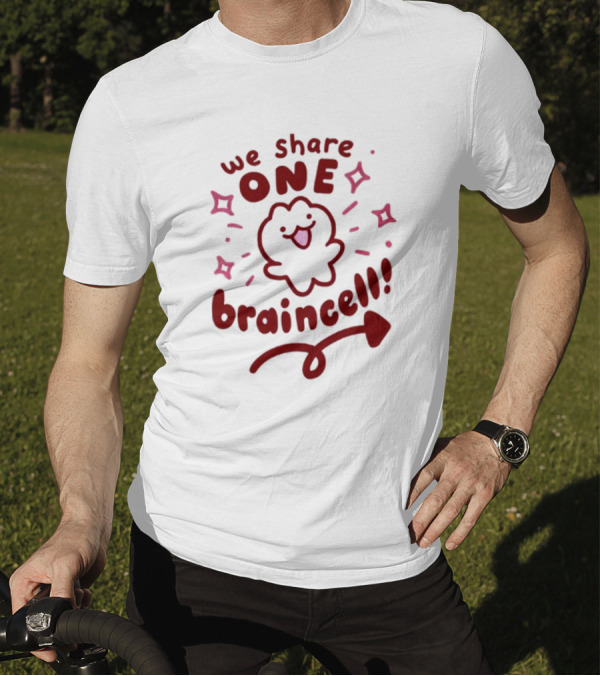 We Share One Braincell Cute Character With Heart And Sparkles T-Shirt