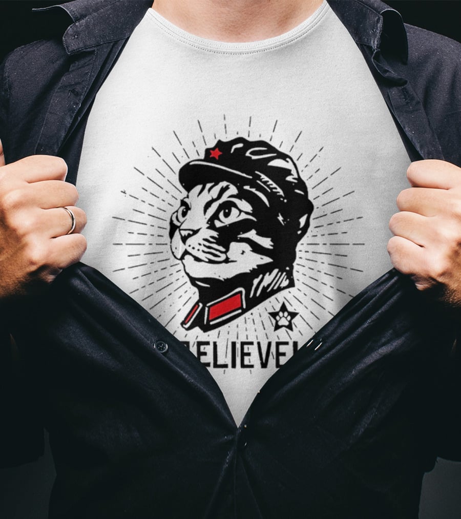 Trust Cat Chairman Believe Red Star Motivational Feline T-Shirt