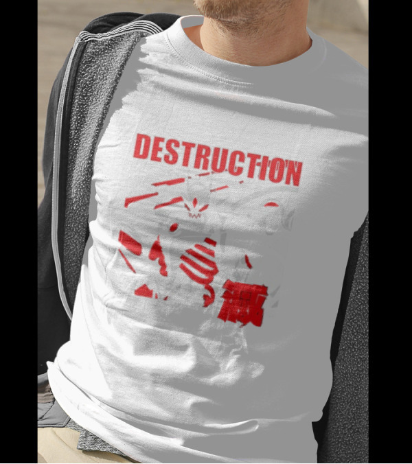 Within Destruction Animetal Robot Battle Scene Red White Black T-Shirt