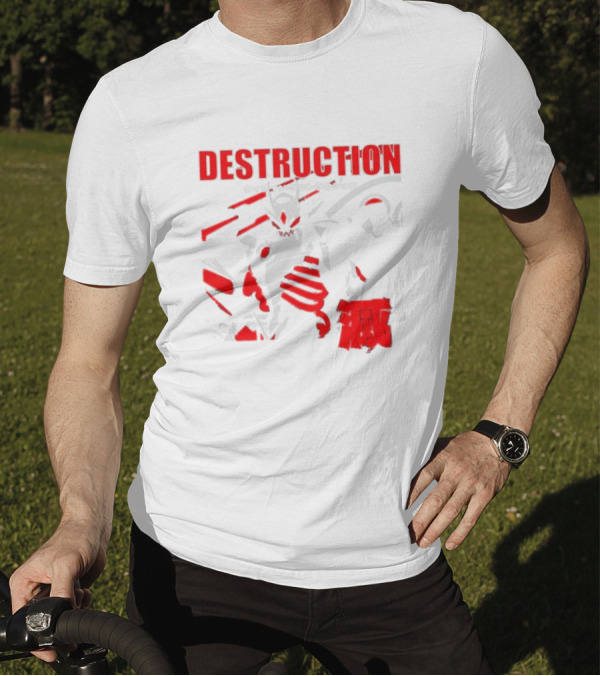Within Destruction Animetal Robot Battle Scene Red White Black T-Shirt
