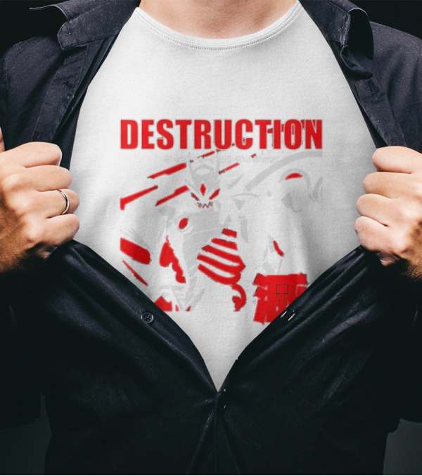 Within Destruction Animetal Robot Battle Scene Red White Black T-Shirt