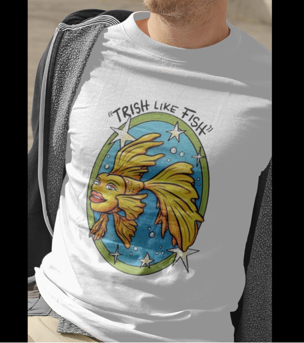 Trish Like Fish Goldfish With Stars And Bubbles T-Shirt
