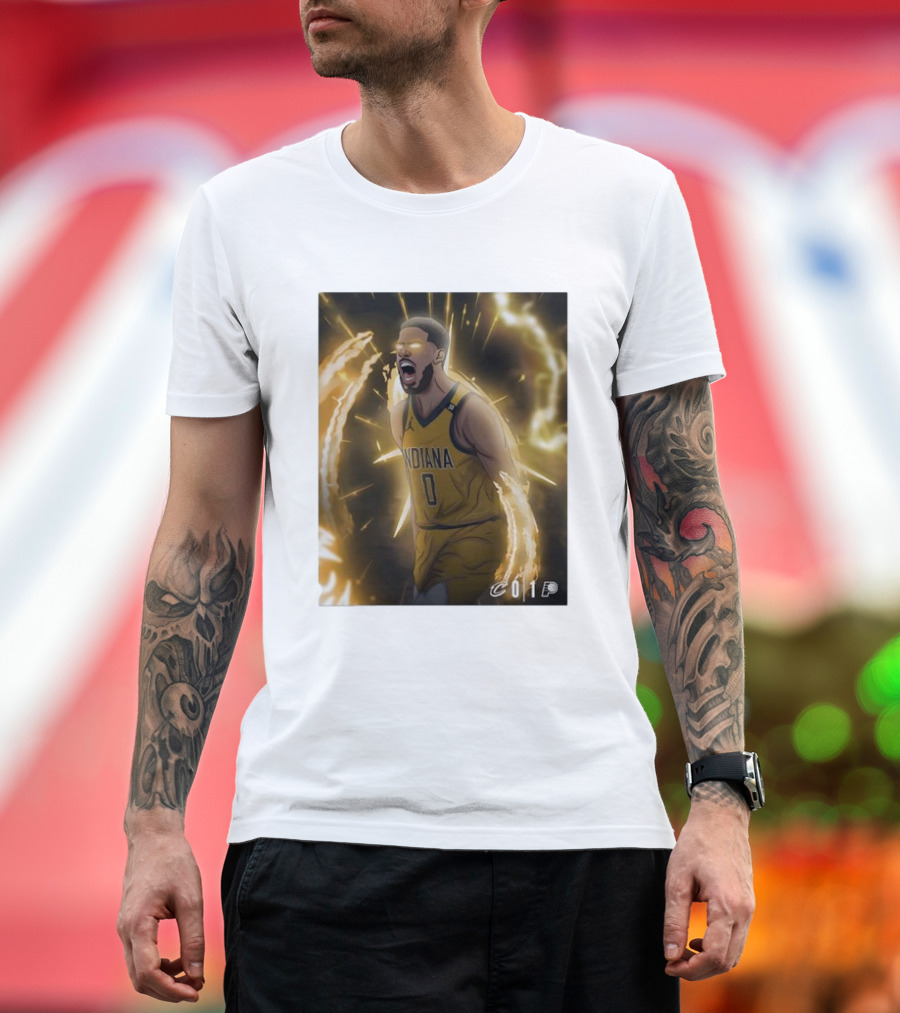 Tyrese Haliburton Indiana Pacers Game 1 Cavaliers Showdown NBA Artwork T-Shirt