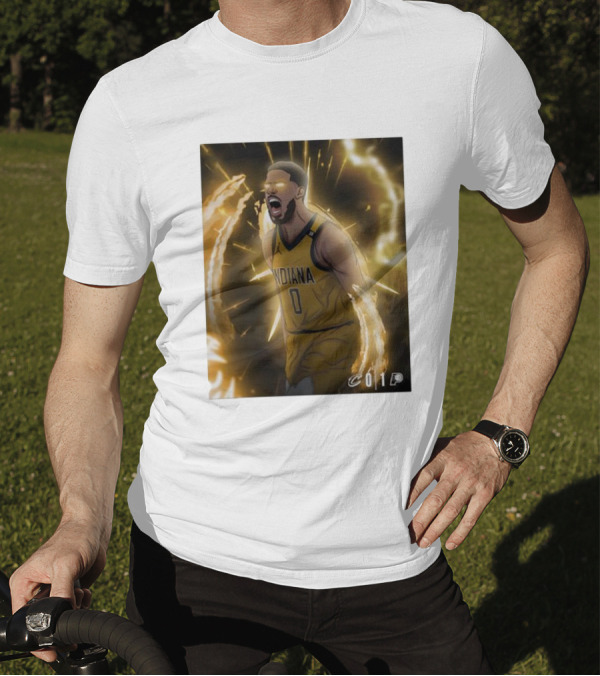 Tyrese Haliburton Indiana Pacers Game 1 Cavaliers Showdown NBA Artwork T-Shirt