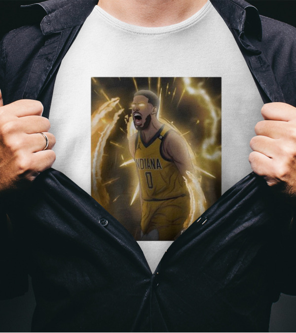 Tyrese Haliburton Indiana Pacers Game 1 Cavaliers Showdown NBA Artwork T-Shirt