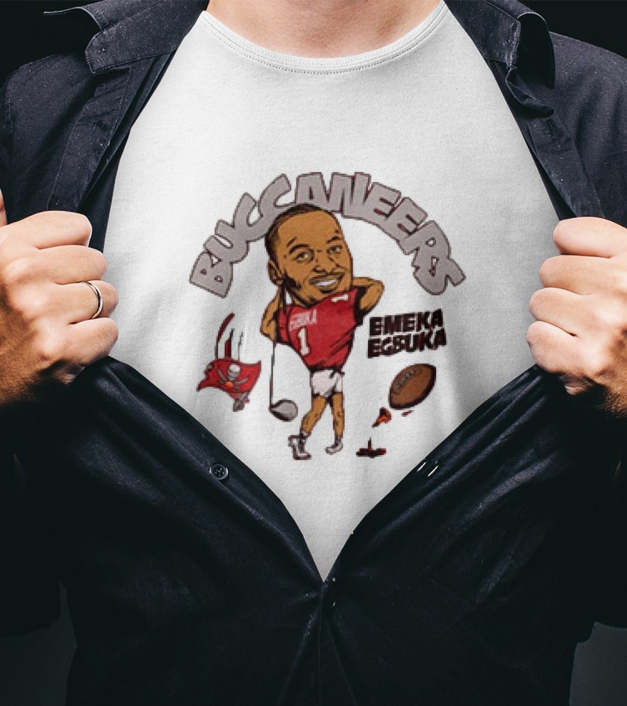 Tampa Bay Buccaneers Emeka Egbuka Football Cartoon Character Sports Fan Art T-Shirt