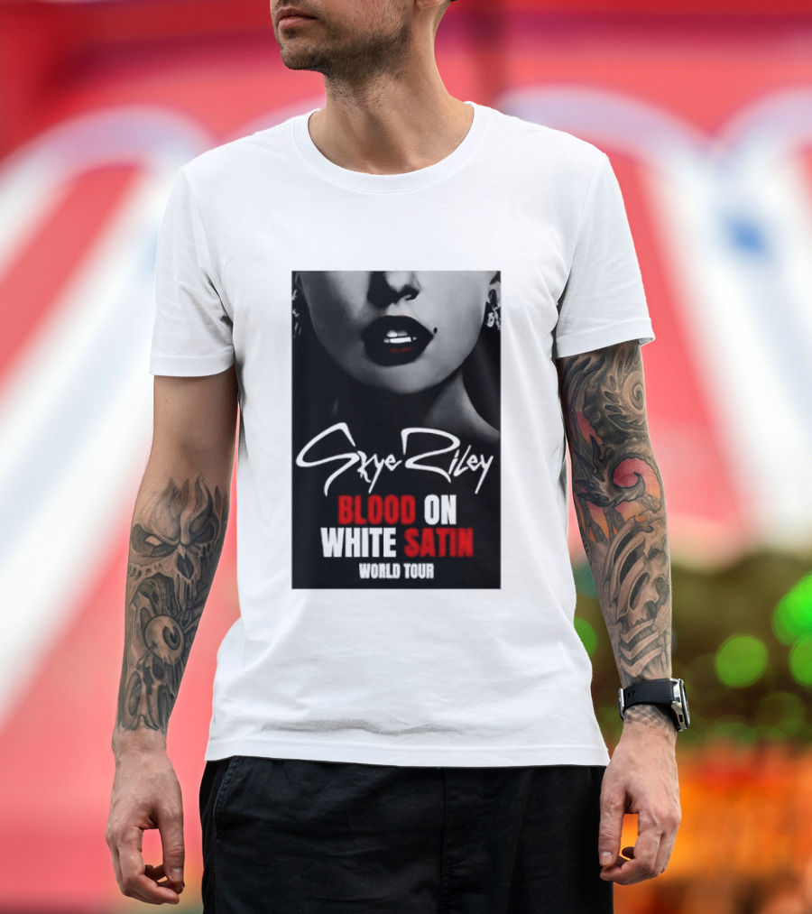 Blood Satin Skye Riley World Tour Lush Red Lips Shadowed Face T-Shirt