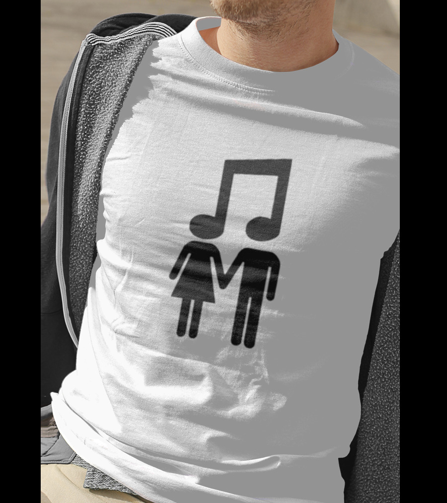 Slechthart Couple Holding Hands Music Note Head Symbols T-Shirt