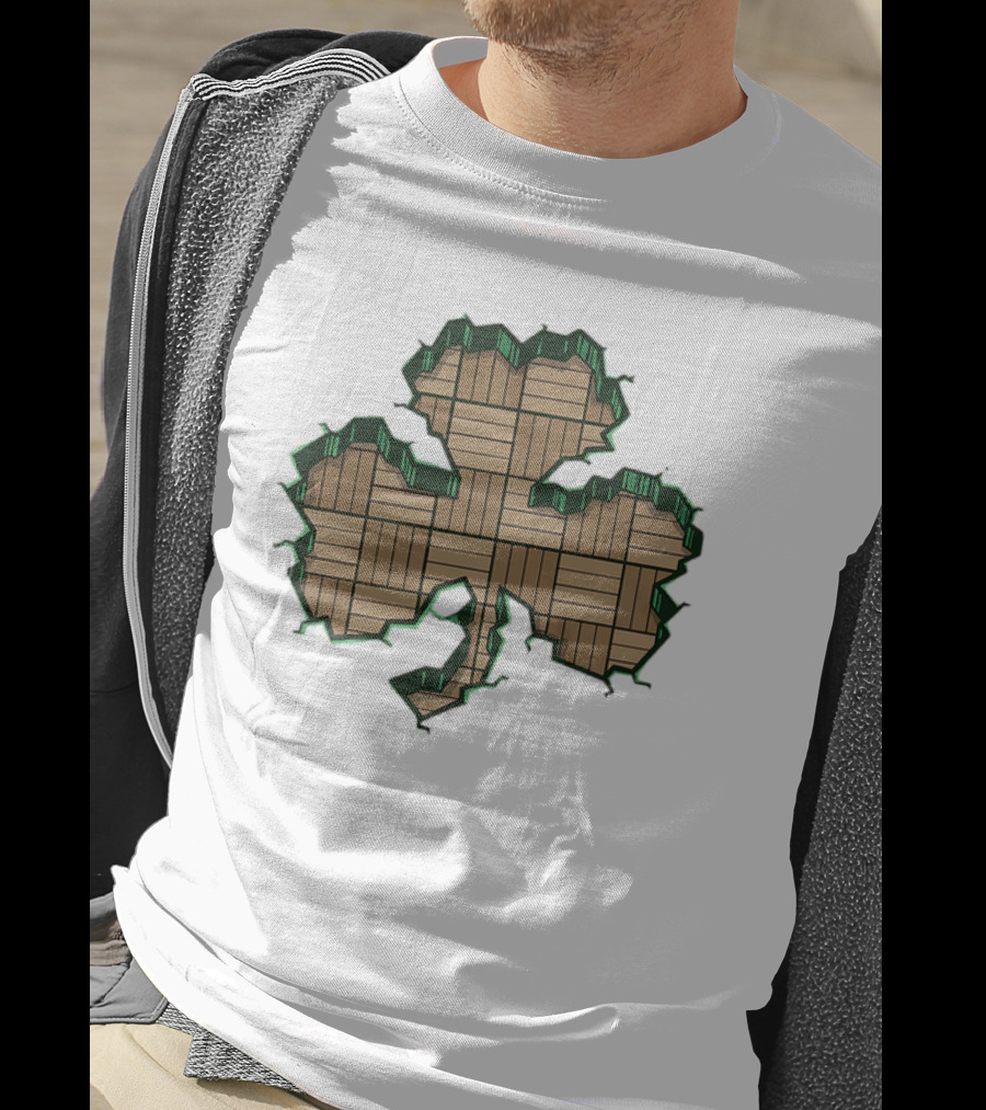 Smashed Shamrock Parquet Hardwood Basketball Court Pattern T-Shirt