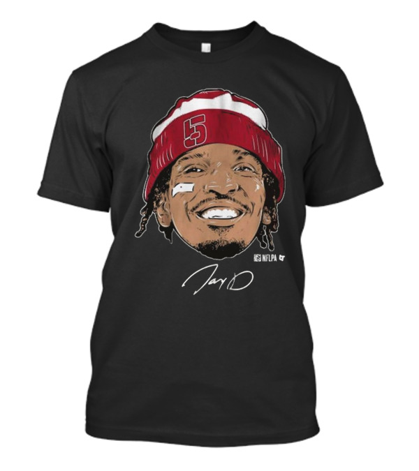 Jayden Daniels Face Bandage With Number 5 Signature T-Shirt