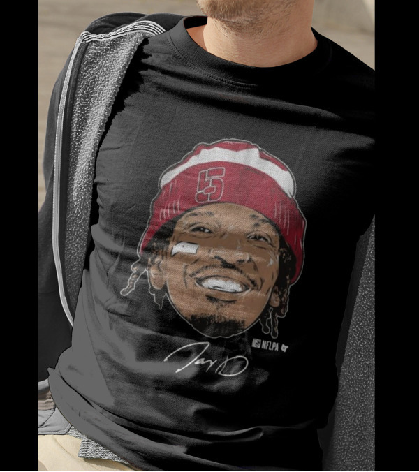 Jayden Daniels Face Bandage With Number 5 Signature T-Shirt