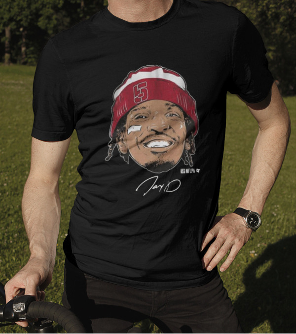 Jayden Daniels Face Bandage With Number 5 Signature T-Shirt