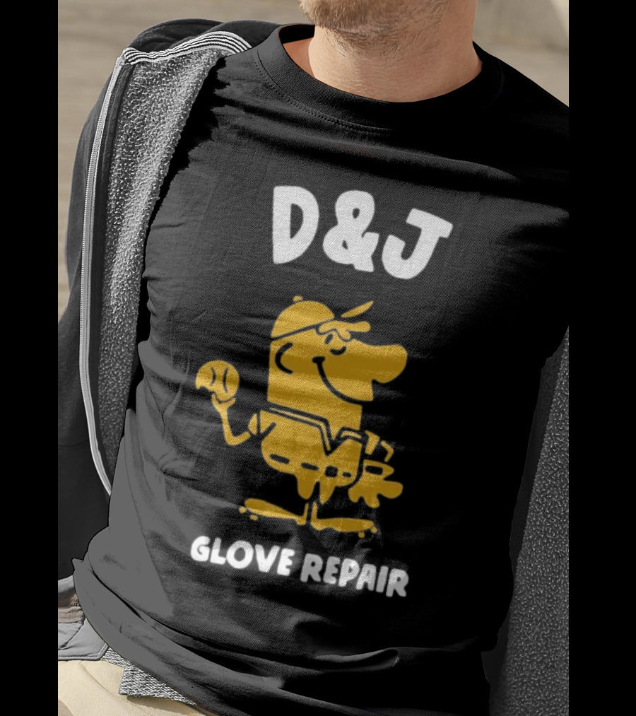 D&J Glove Repair Baseball Character With Cap And Ball T-Shirt