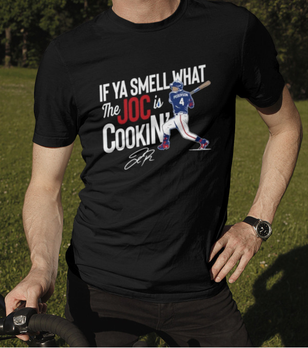 Joc Pederson If Ya Smell What The Joc Is Cookin Baseball Batting Stance T-Shirt