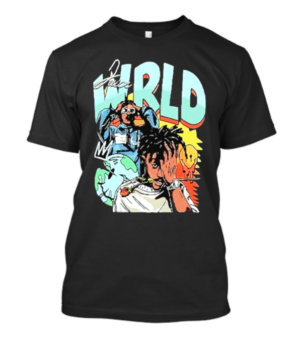 Juice Wrld Colorful Cartoon Style With Earth And Crown Elements T-Shirt
