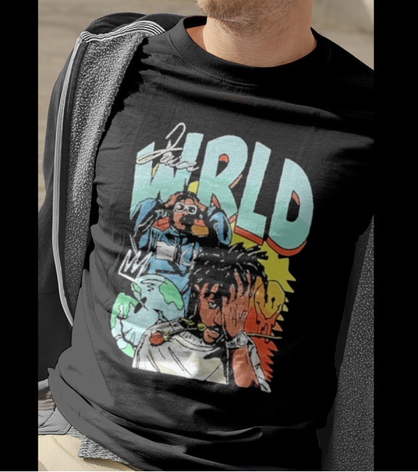 Juice Wrld Colorful Cartoon Style With Earth And Crown Elements T-Shirt