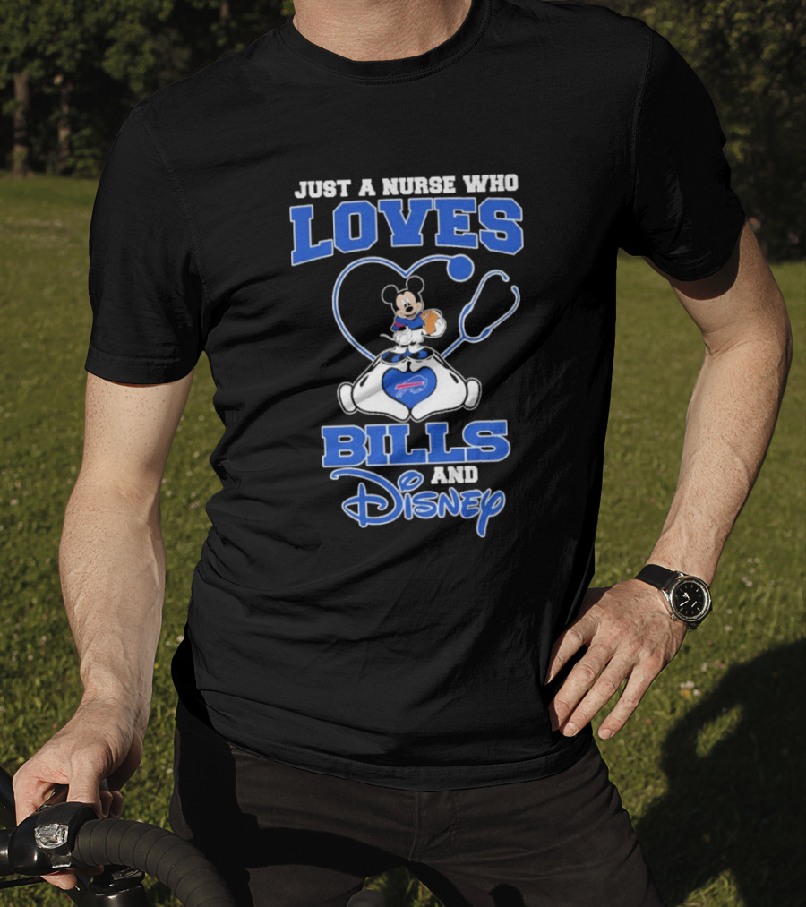 Just A Nurse Who Loves Buffalo Bills Mickey Mouse Disney Stethoscope T-Shirt