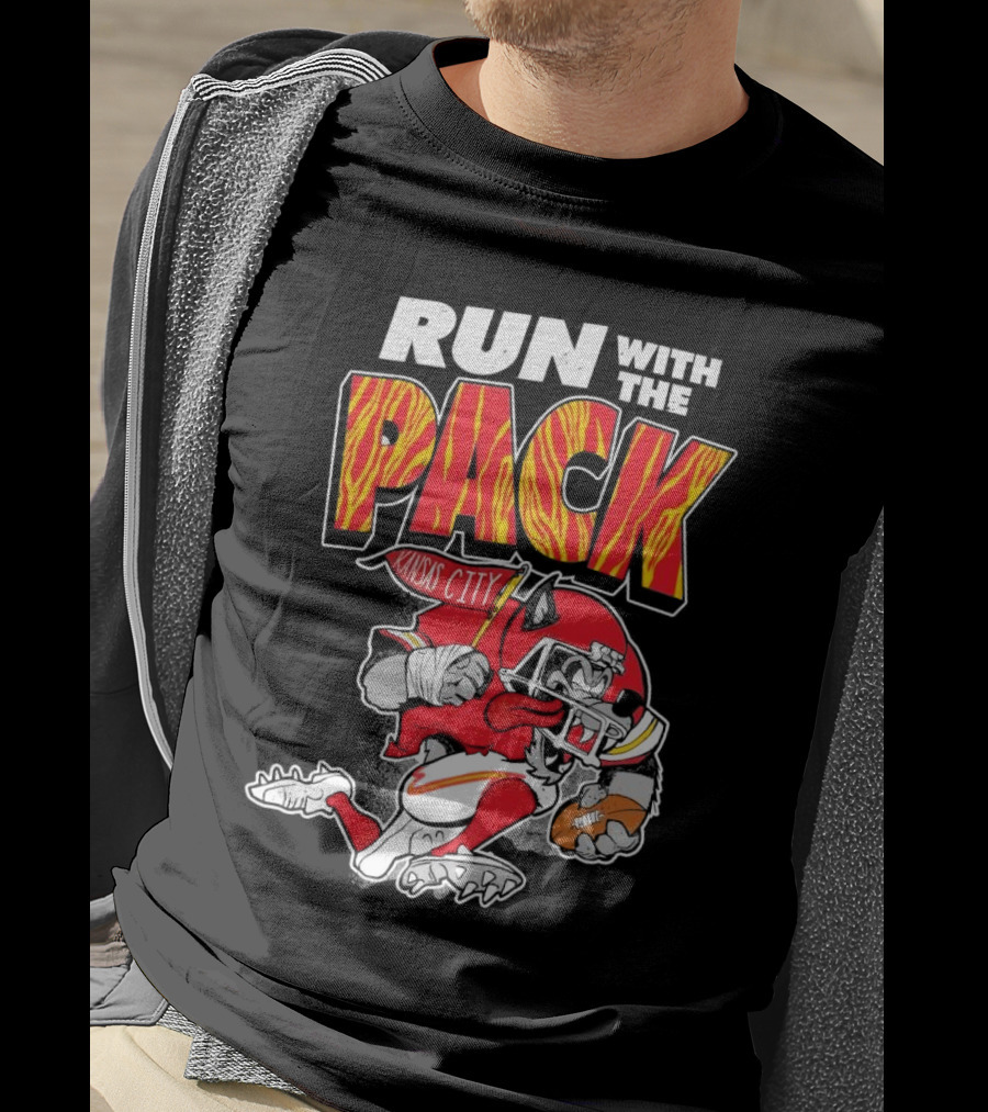 Run With The Pack Kansas City Chiefs KC Wolf 2025 T-Shirt