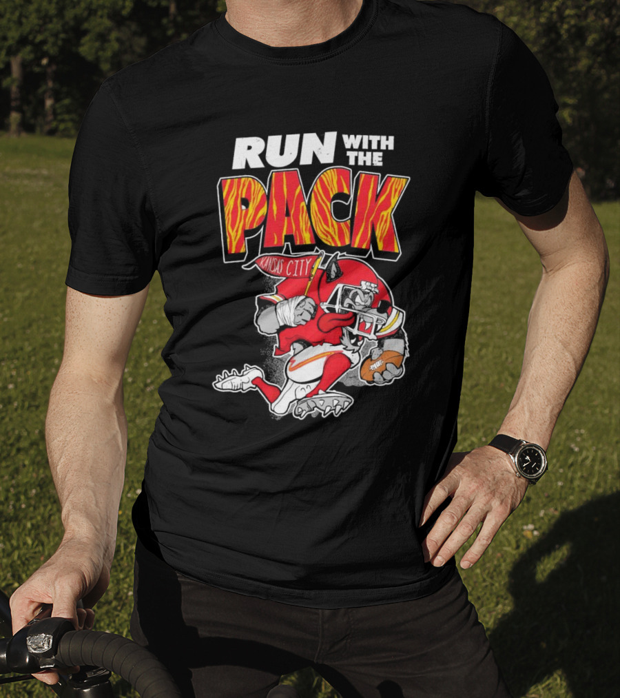 Run With The Pack Kansas City Chiefs KC Wolf 2025 T-Shirt