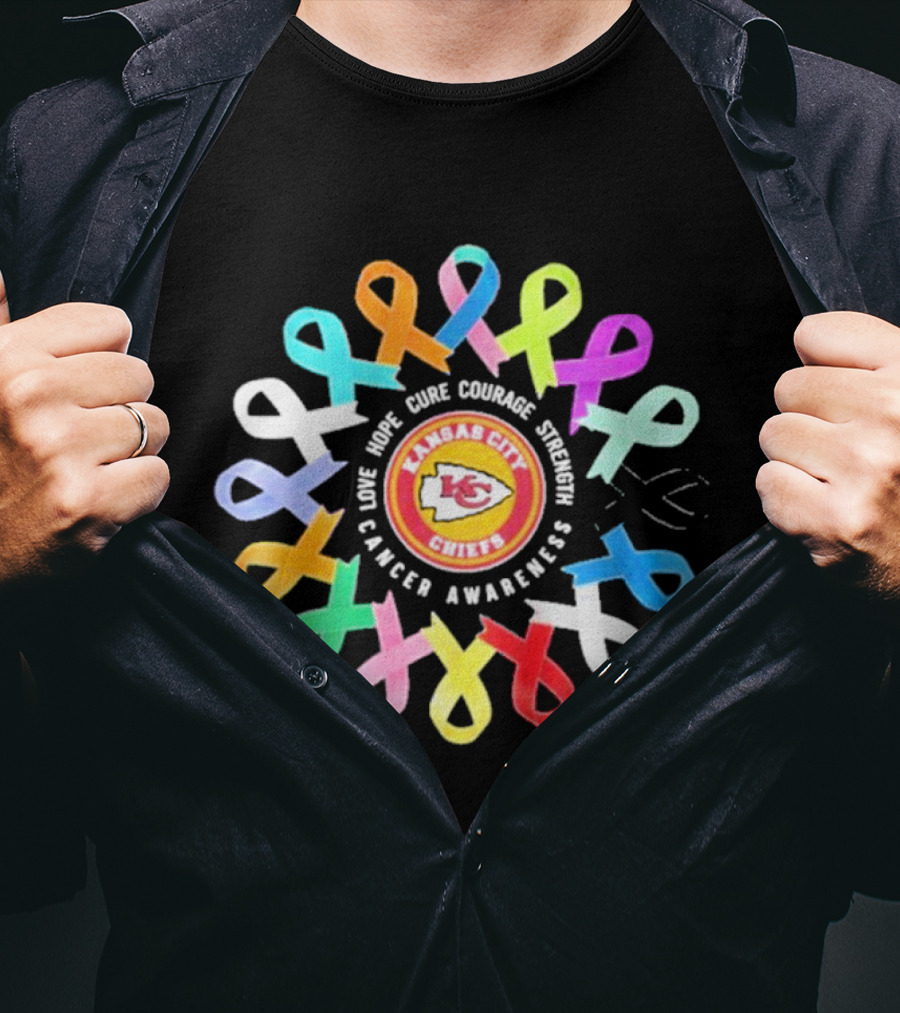 Kansas City Chiefs NFL Cancer Awareness Hope Cure Comfort Support Love T-Shirt