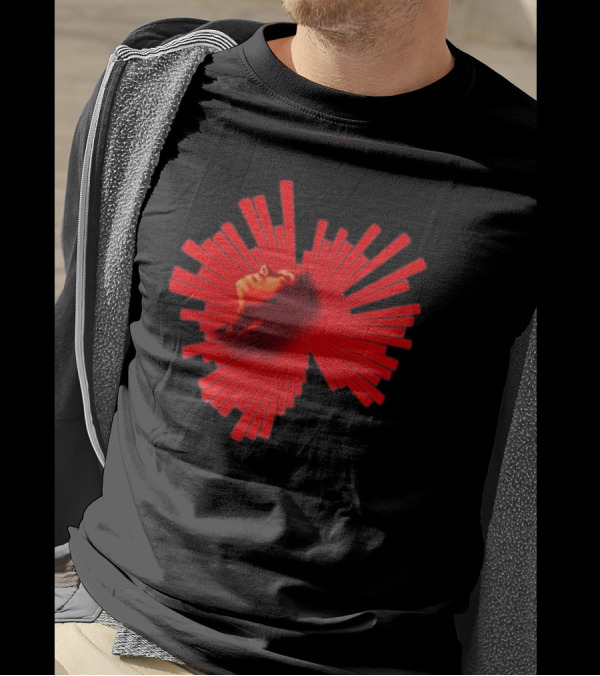 Kat Graham Broken Hearts Club Surreal Face In Red Burst Pattern T-Shirt