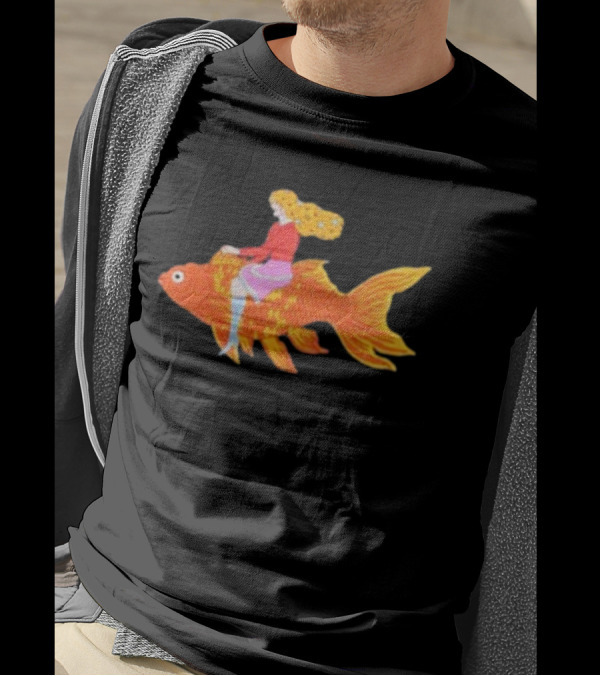 Kate Bollinger Riding A Goldfish In A Whimsical Style T-Shirt