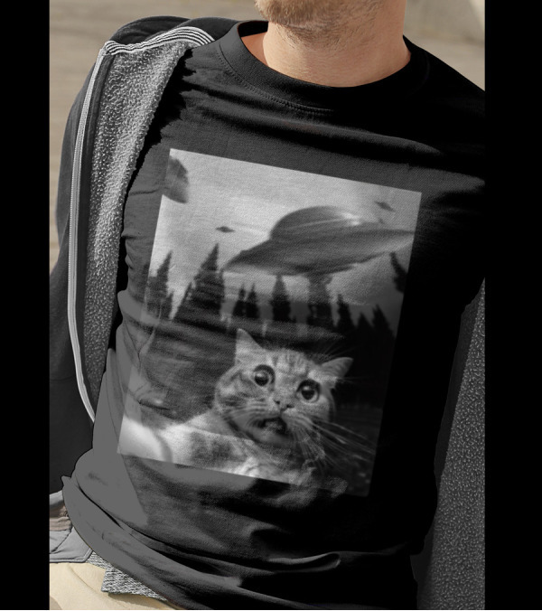 Keith Hernandez Cat Selfie UFO Forest Scene T-Shirt