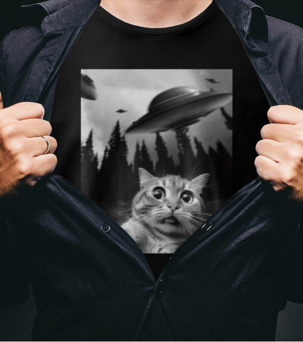 Keith Hernandez Cat Selfie UFO Forest Scene T-Shirt